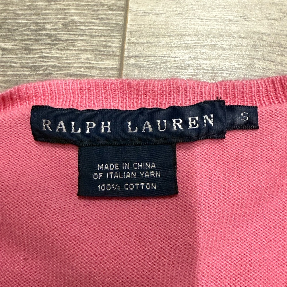 Ralph Lauren Women's Pink V-Neck Sweater - Picture 3 of 6
